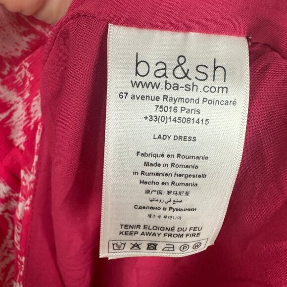 NWT ba&sh Ulia Wrap Summer Mini Dress Rose Pink Print Size 8 Large - Picture 9 of 13